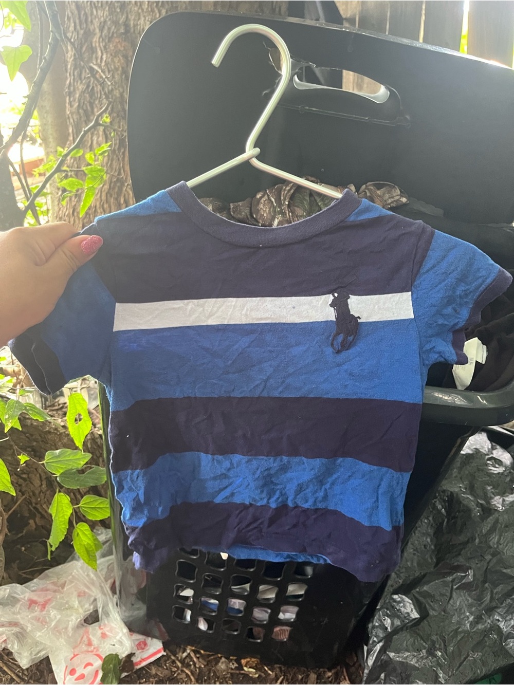 Polo by Ralph Lauren Navy, Blue & White Striped Short Sleeve Tee